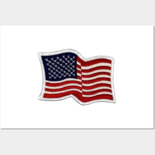 Embroidery American Flag Sticker Posters and Art